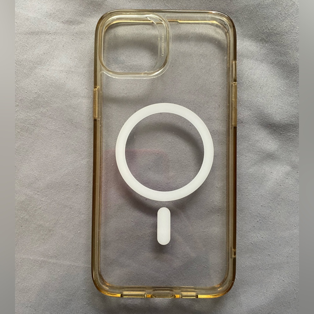Transparent Gold Phone Case with MagSafe Compatibility